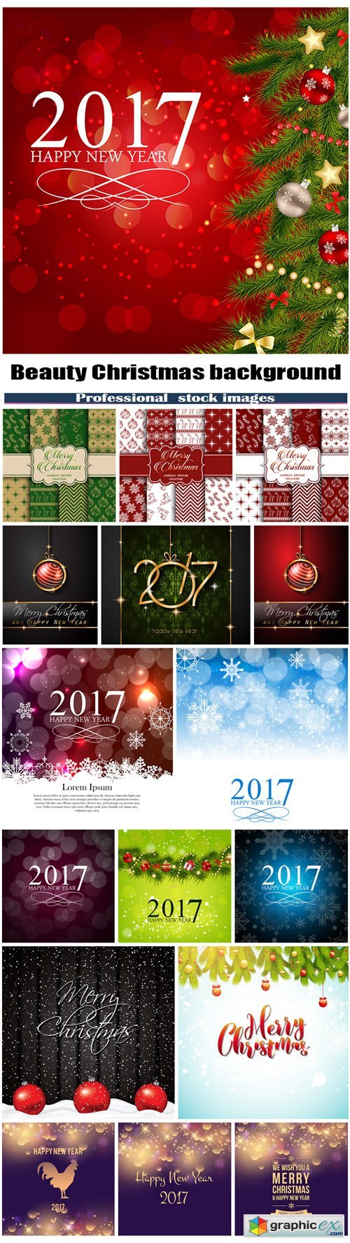Beauty Christmas background and seamless patterns