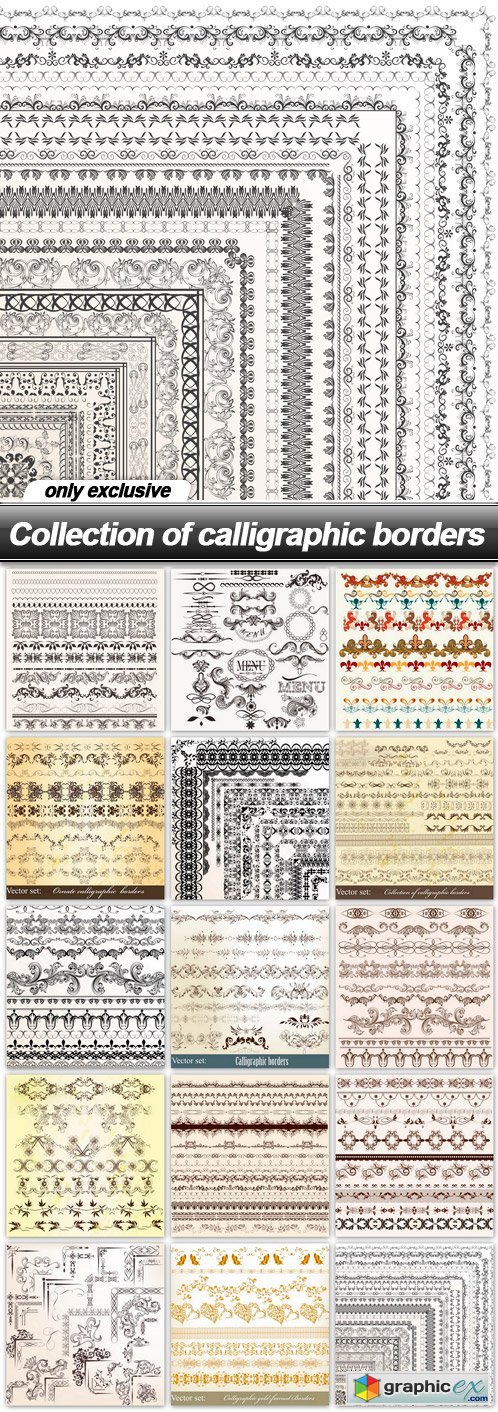 Collection of calligraphic borders - 15 EPS