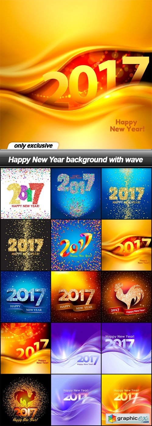 Happy New Year background with wave - 15 EPS