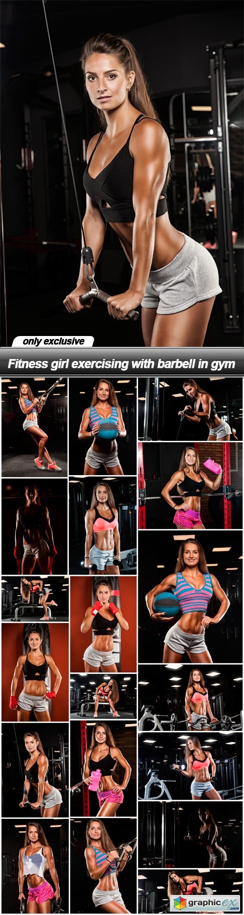 Fitness girl exercising with barbell in gym - 19 UHQ JPEG
