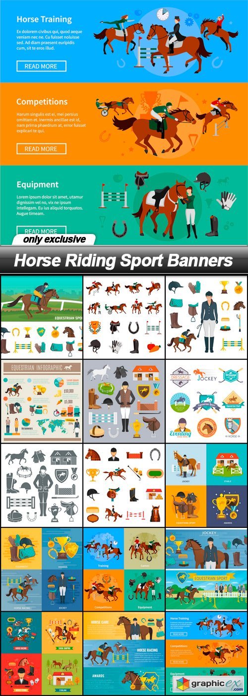 Horse Riding Sport Banners - 15 EPS