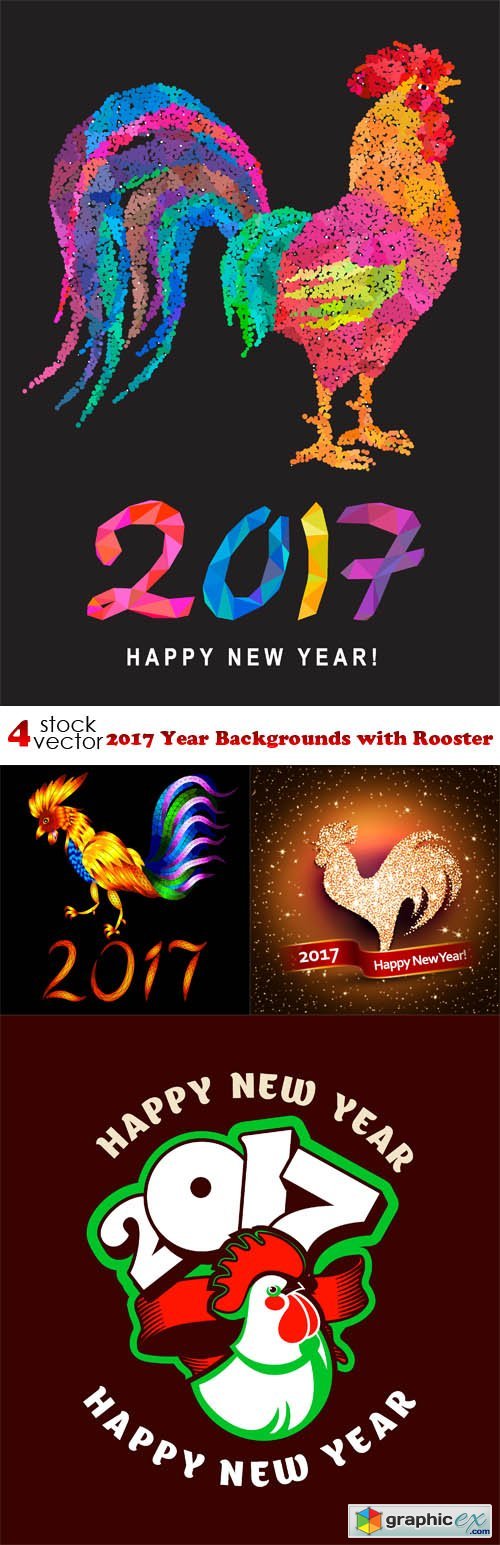 2017 Year Backgrounds with Rooster