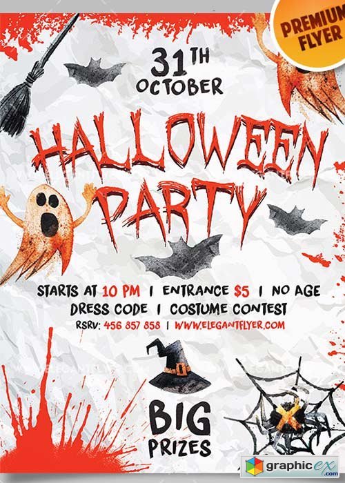 Halloween Party V18 Flyer PSD Template + Facebook Cover
