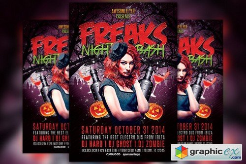 Freaks Night Halloween Party Flyer