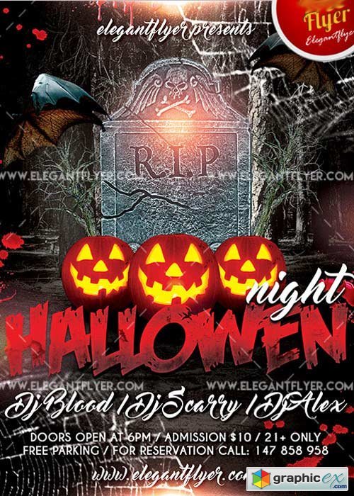 Halloween Night V19 Flyer PSD Template + Facebook Cover