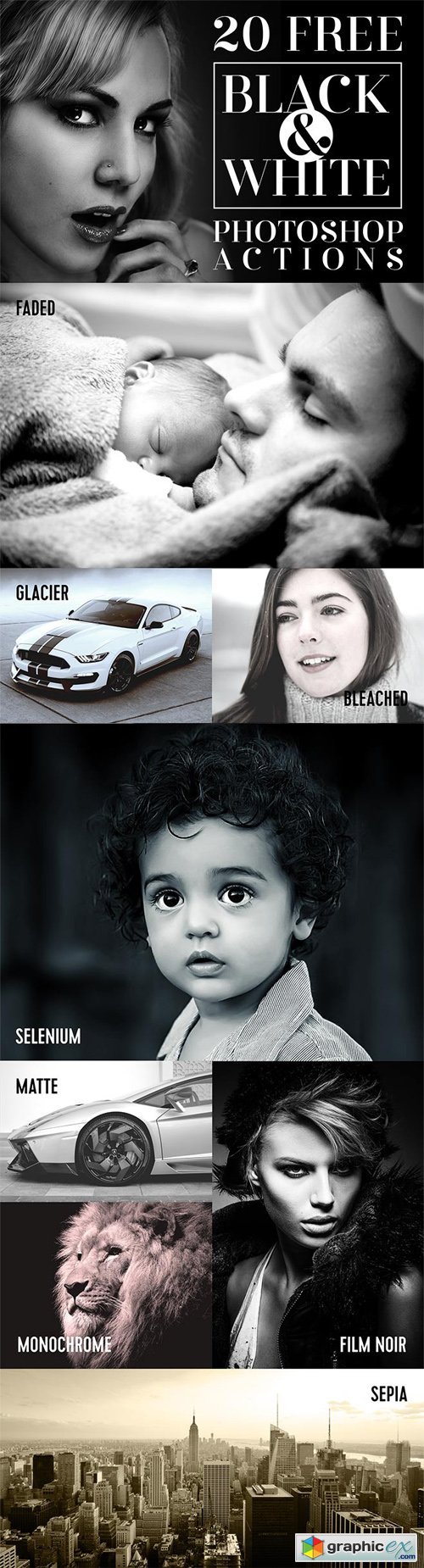 20 Black & White Photoshop Actions