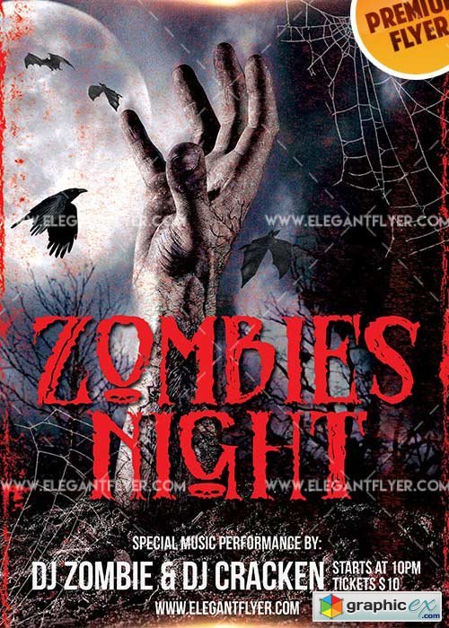 Zombie Night V5 Flyer PSD Template + Facebook Cover