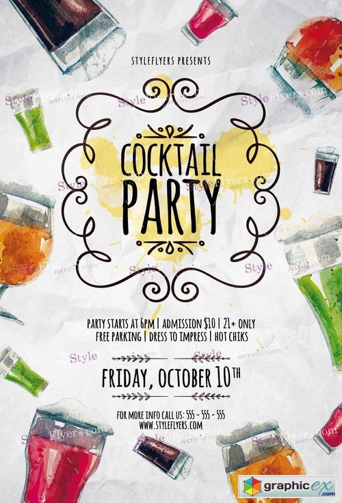 Cocktail Party PSD Flyer Template + Facebook Cover