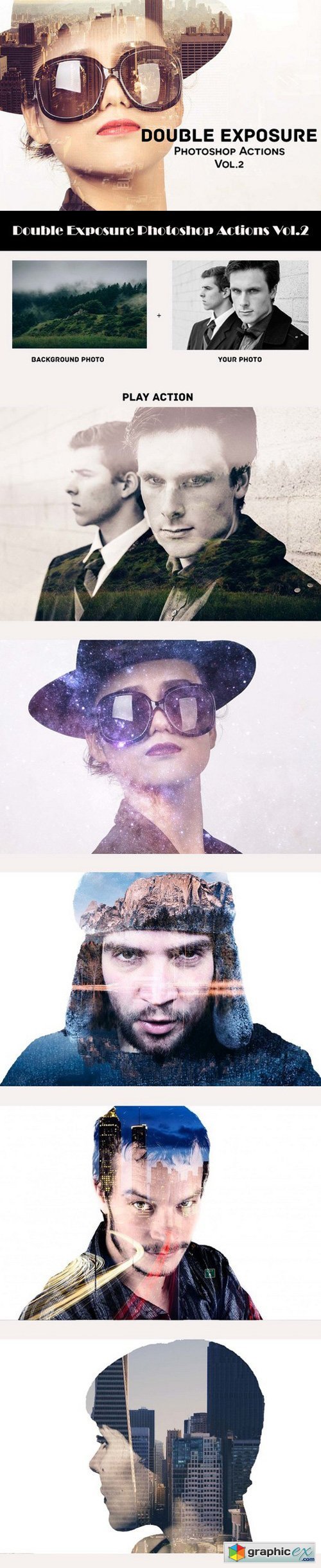 DOUBLE EXPOSURE PHOTOSHOP ACTIONS V2