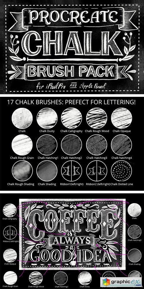Procreate Chalk Lettering Brush Pack