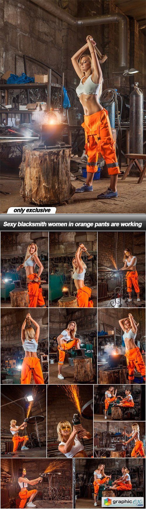 Sexy blacksmith women in orange pants are working - 13 UHQ JPEG