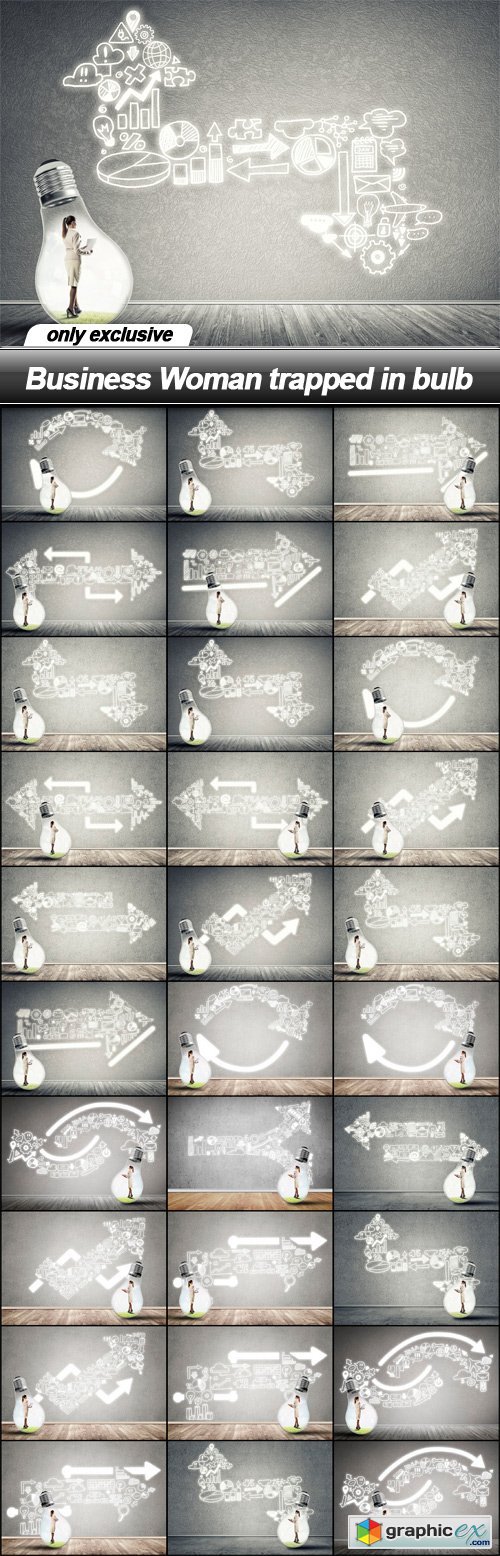 Business Woman trapped in bulb - 30 UHQ JPEG