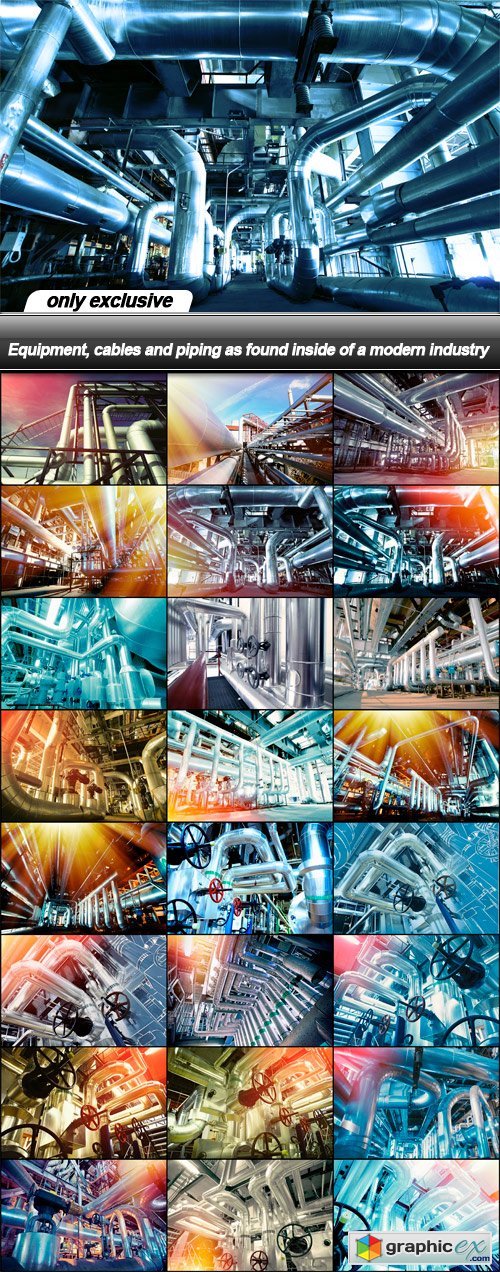 Equipment, cables and piping as found inside of a modern industry - 25 UHQ JPEG