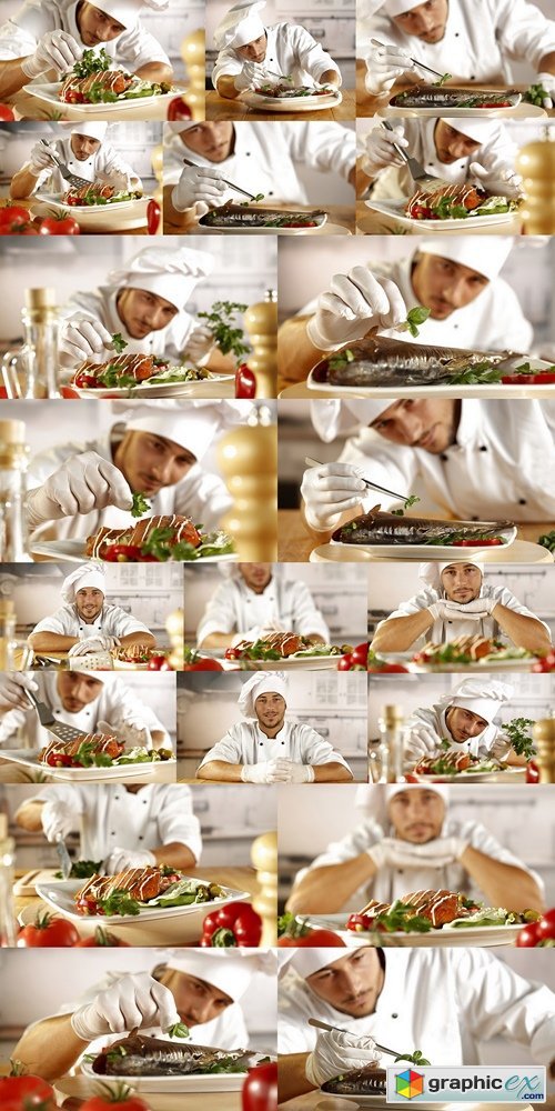 Cook in kitchen and food 2