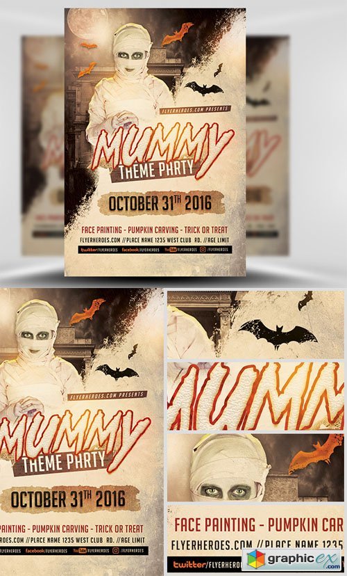 Mummy Themed Halloween Flyer Template