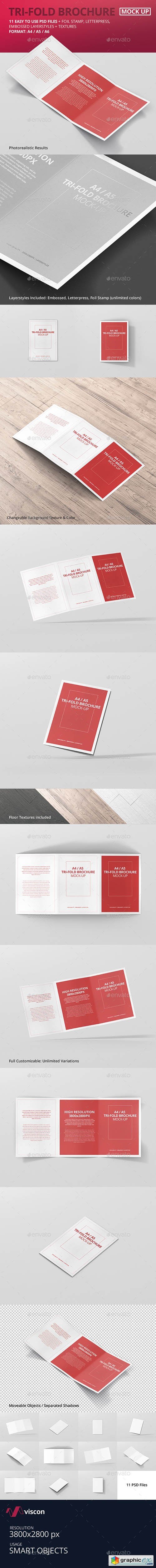 A4 / A5 Tri-Fold Brochure Mock-Up