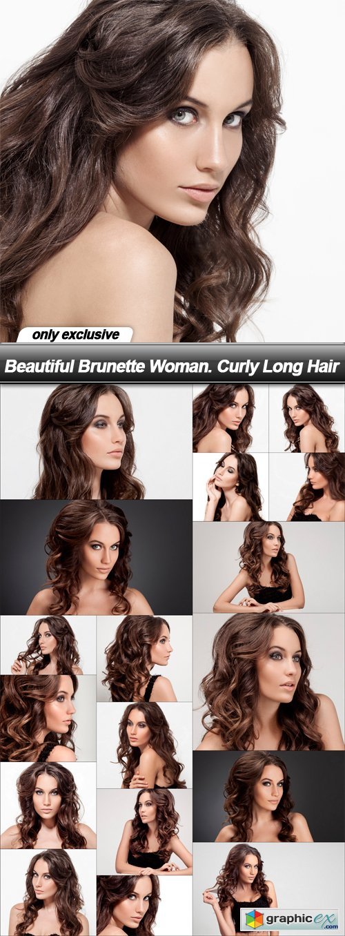 Beautiful Brunette Woman. Curly Long Hair - 18 UHQ JPEG