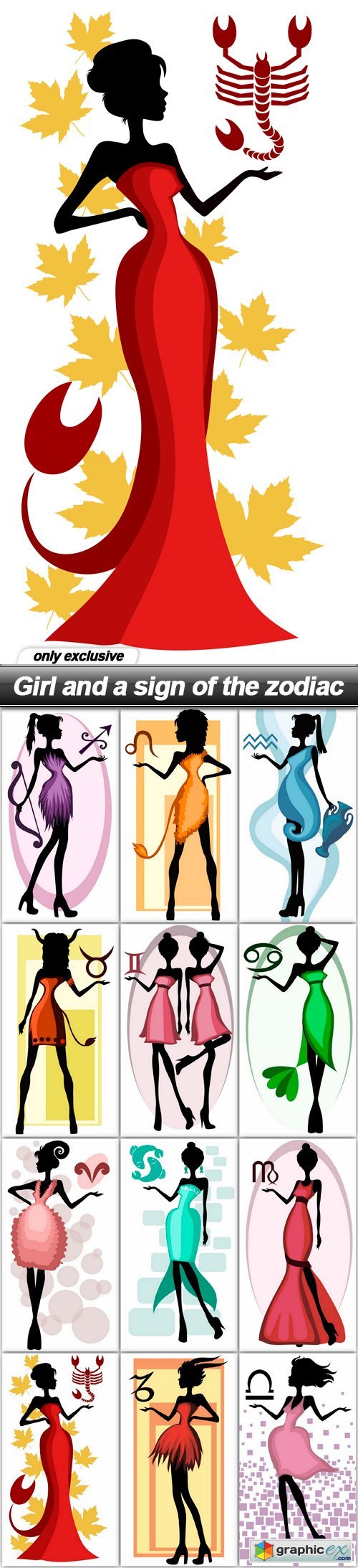 Girl and a sign of the zodiac - 12 UHQ JPEG
