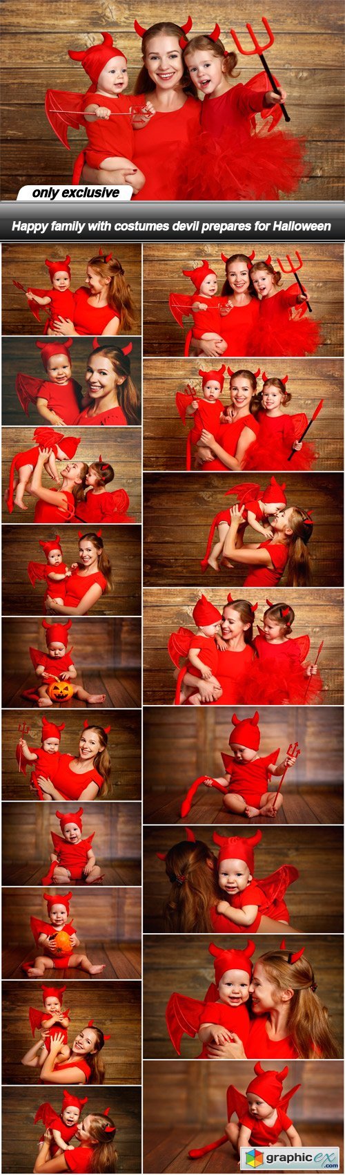 Happy family with costumes devil prepares for Halloween - 18 UHQ JPEG