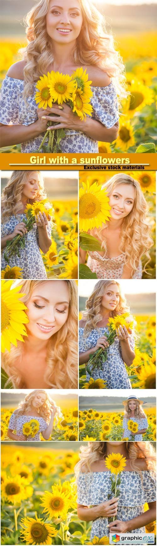 Portrait of the beautiful girl with a sunflowers
