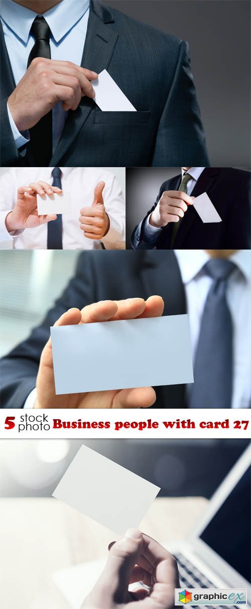 Business people with card 27