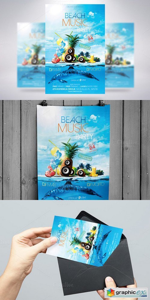 Beach Music Party Flyer