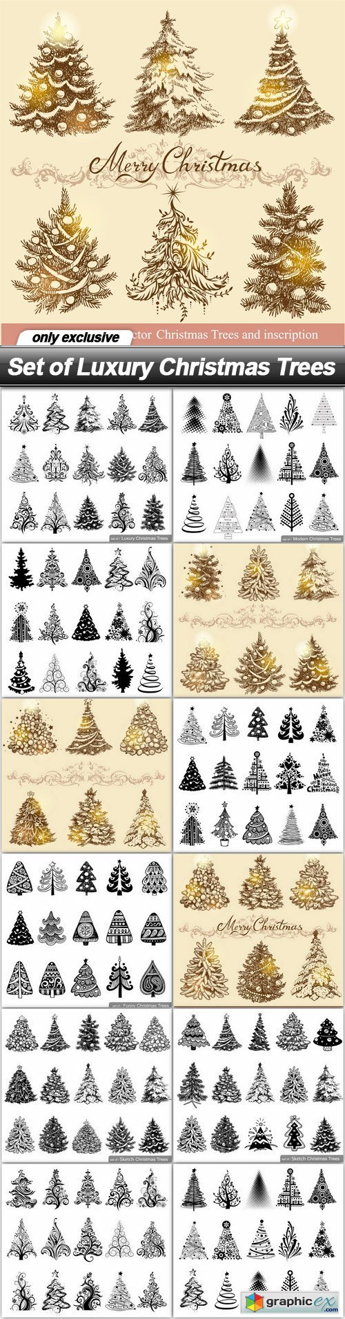 Set of Luxury Christmas Trees - 13 EPS