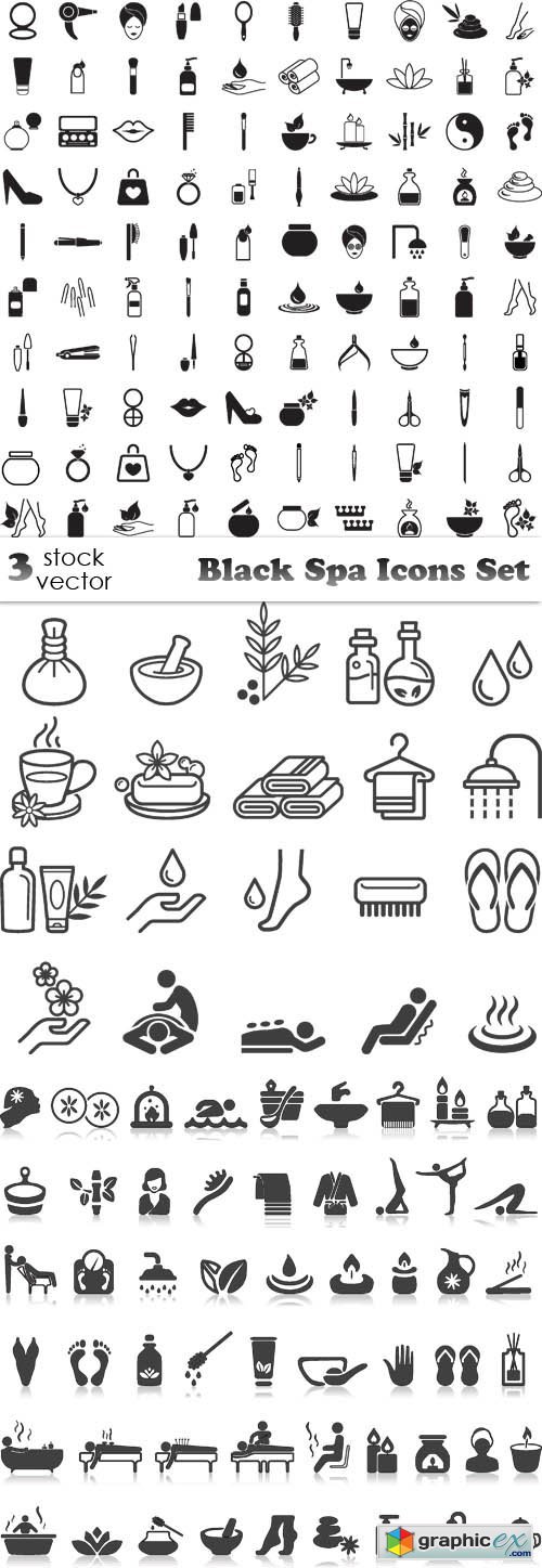 Black Spa Icons Set
