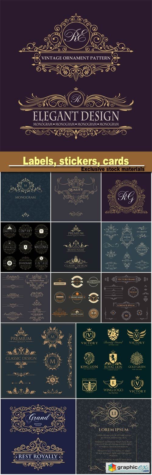Decorative vector frame, template signage, logos, labels, stickers, cards