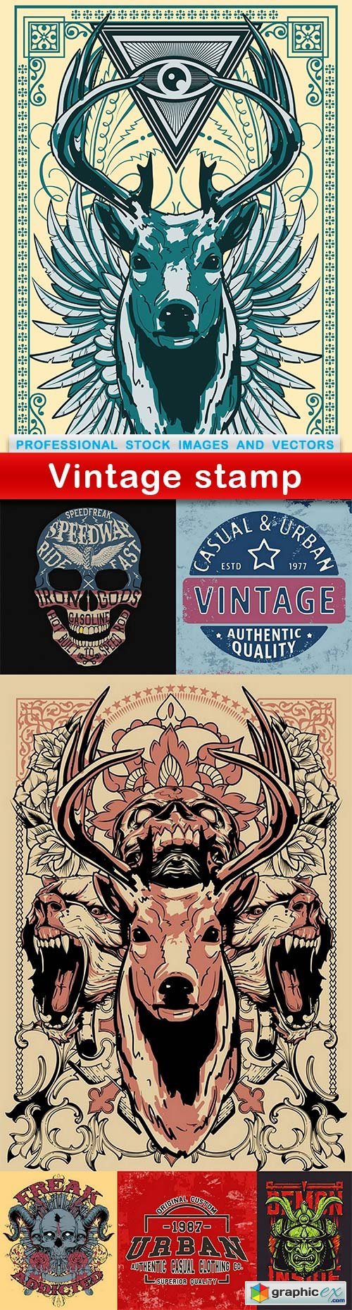Vintage stamp - 7 EPS