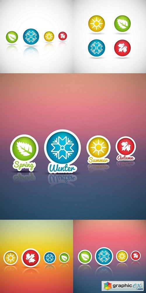 Four seasons vector icon set