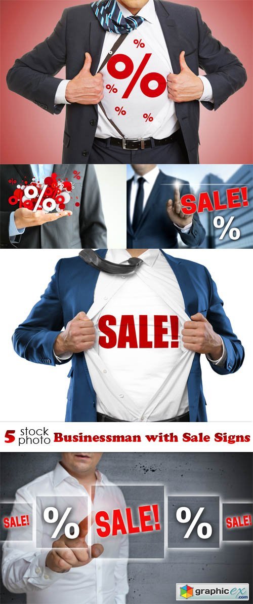 Businessman with Sale Signs