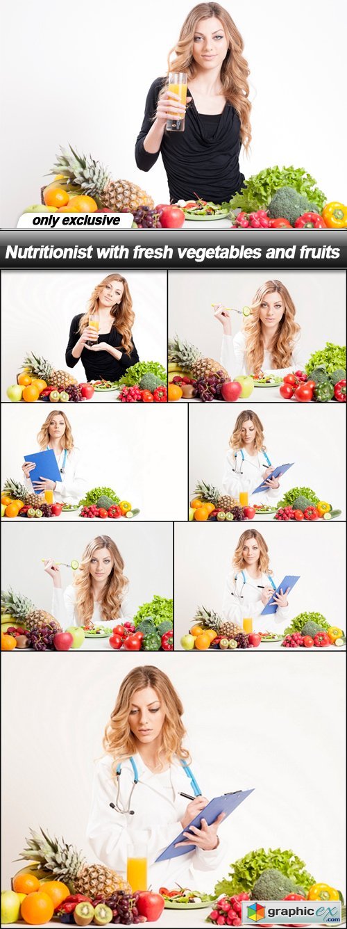 Nutritionist with fresh vegetables and fruits - 8 UHQ JPEG