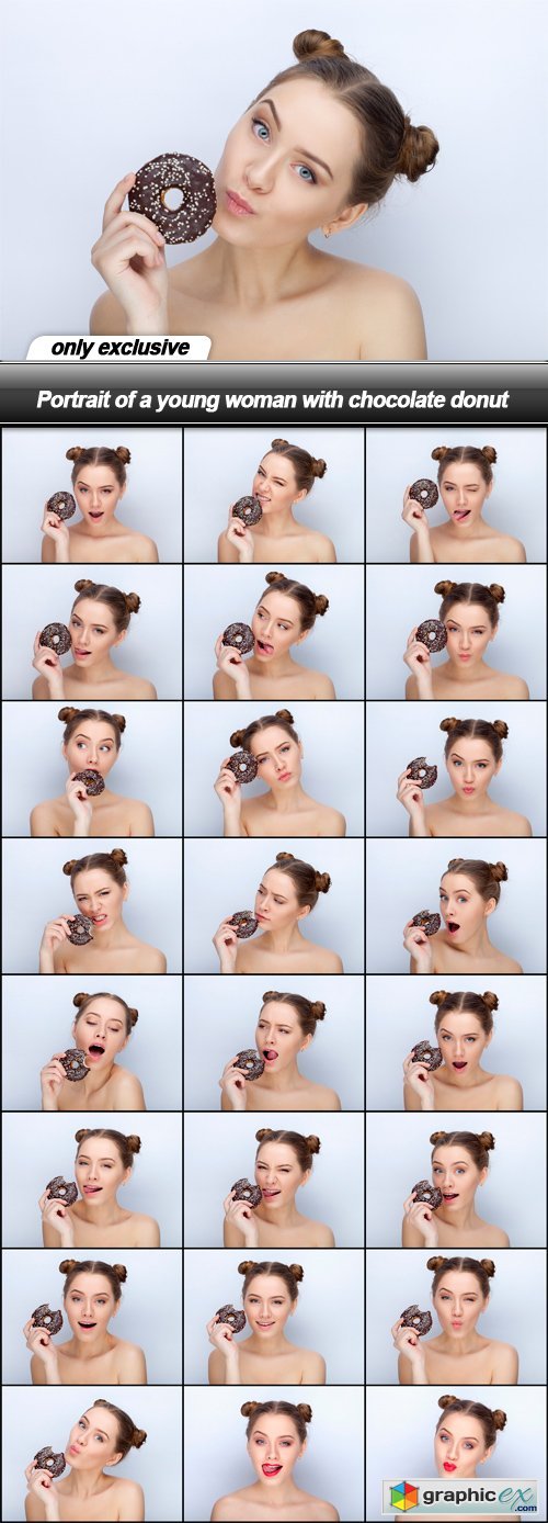 Portrait of a young woman with chocolate donut - 25 UHQ JPEG