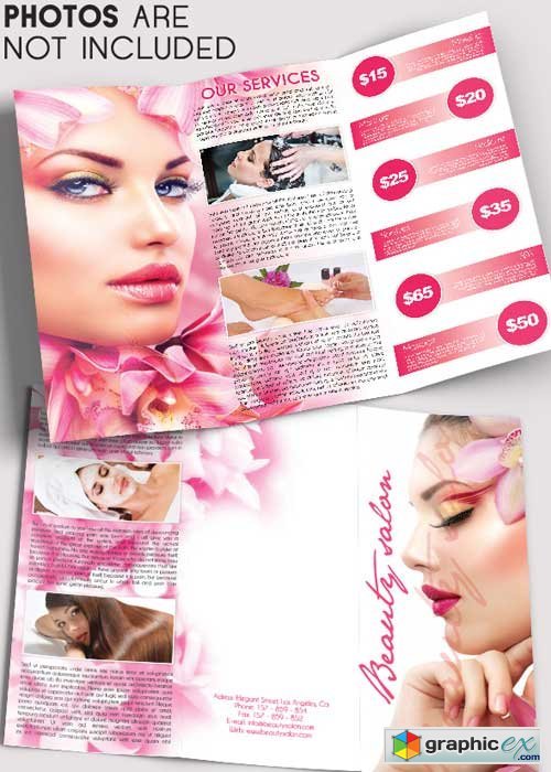  Beauty Salon V5 Tri-Fold Brochure PSD Template 