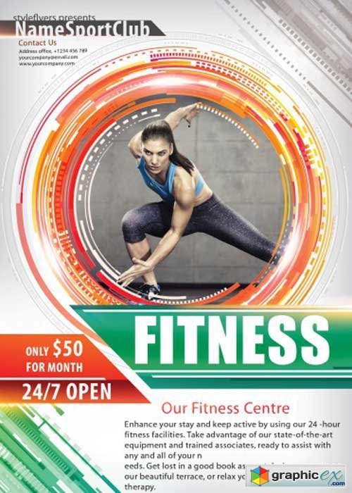  Fitness PSD V10 Flyer Template with Facebook Cover 