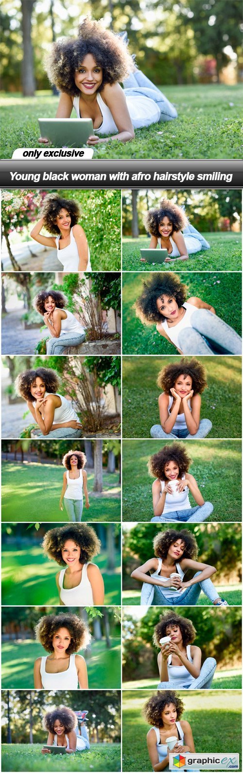 Young black woman with afro hairstyle smiling - 14 UHQ JPEG