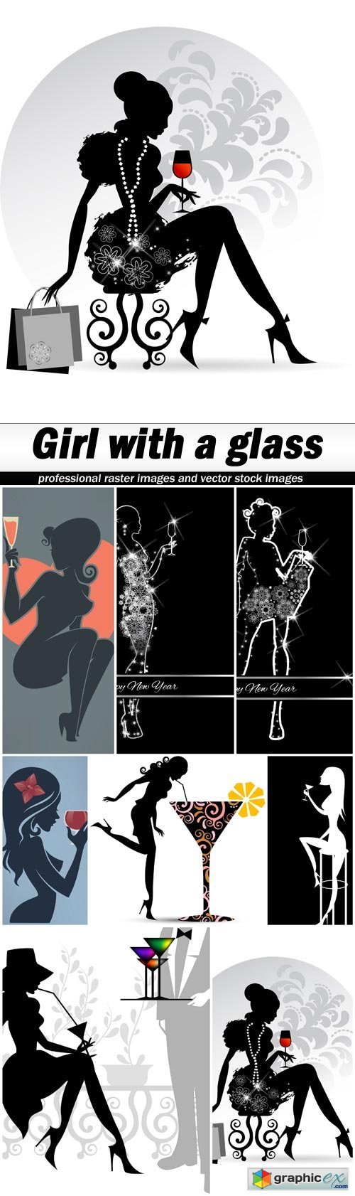Girl with a glass - 8 EPS