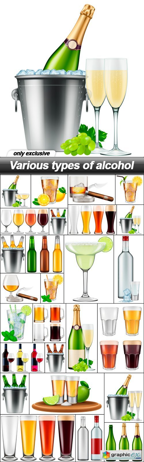 Various types of alcohol - 26 EPS