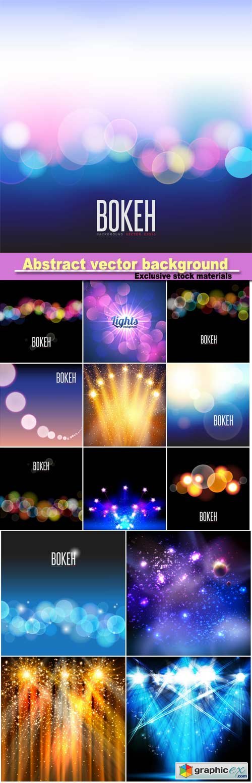 Abstract vector background and blurred lights on background with bokeh effect