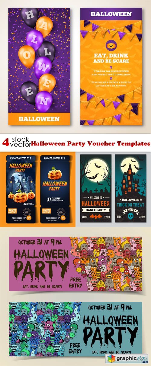 Halloween Party Voucher Templates