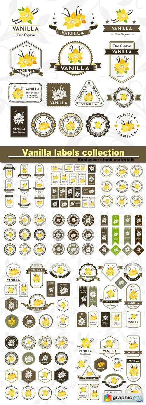 Vanilla labels, stamps and badges collection