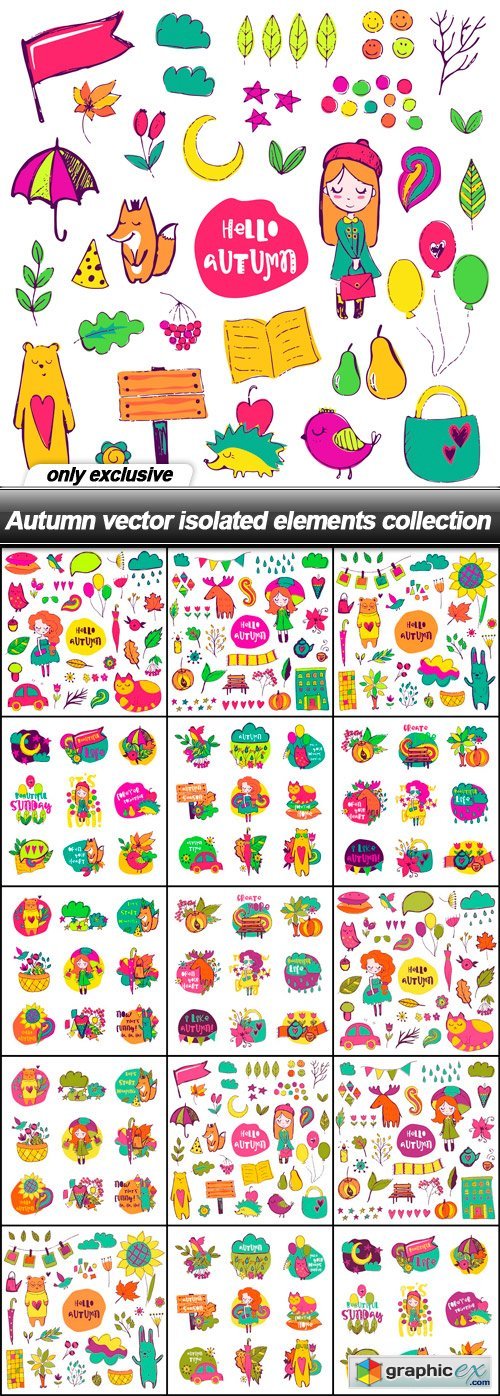 Autumn vector isolated elements collection - 16 EPS