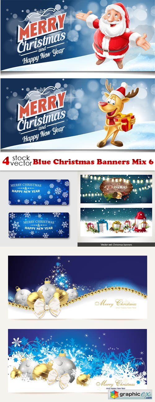 Blue Christmas Banners Mix 6