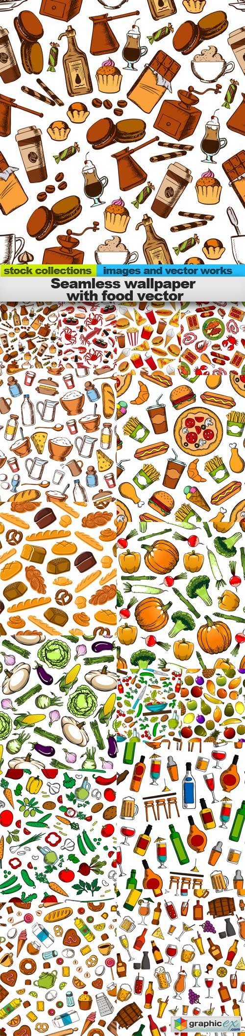 Seamless wallpaper with food vector, 15 x EPS