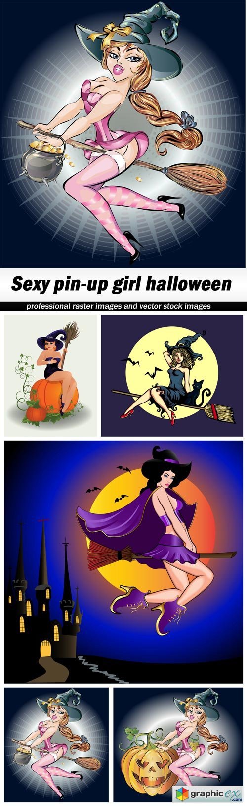 Sexy pin-up girl halloween - 5 EPS