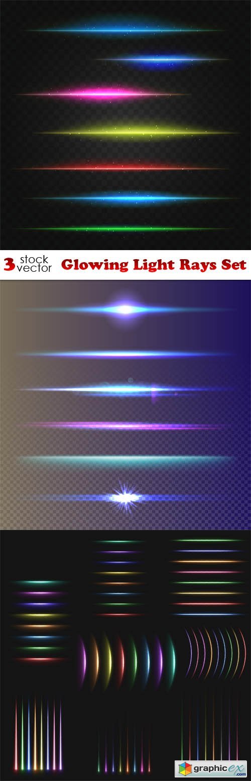 Glowing Light Rays Set