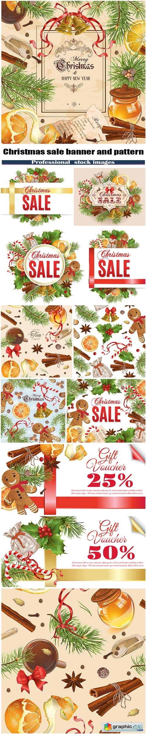 Christmas sale banner and pattern