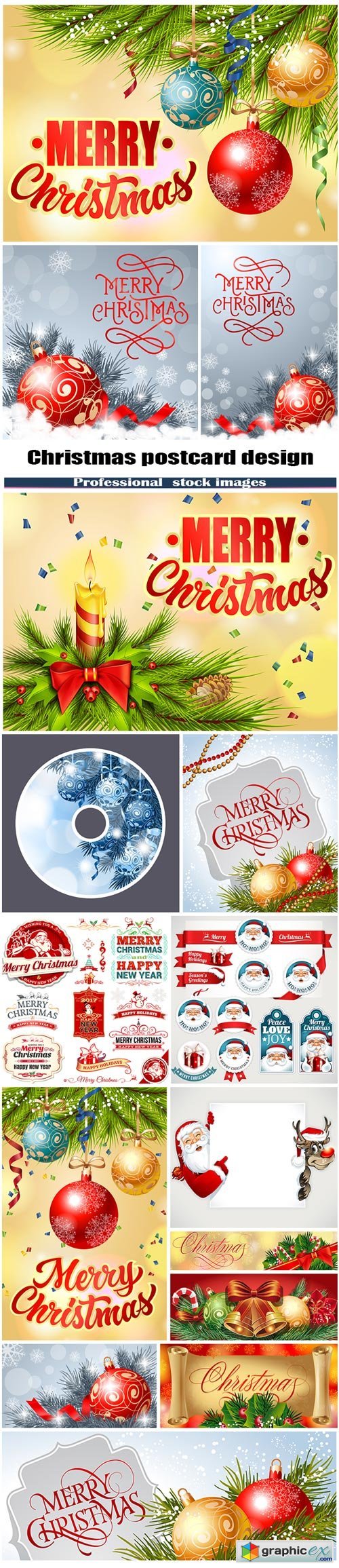 Christmas postcard design and labels