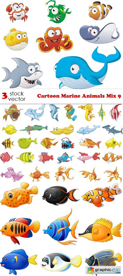 Cartoon Marine Animals Mix 9